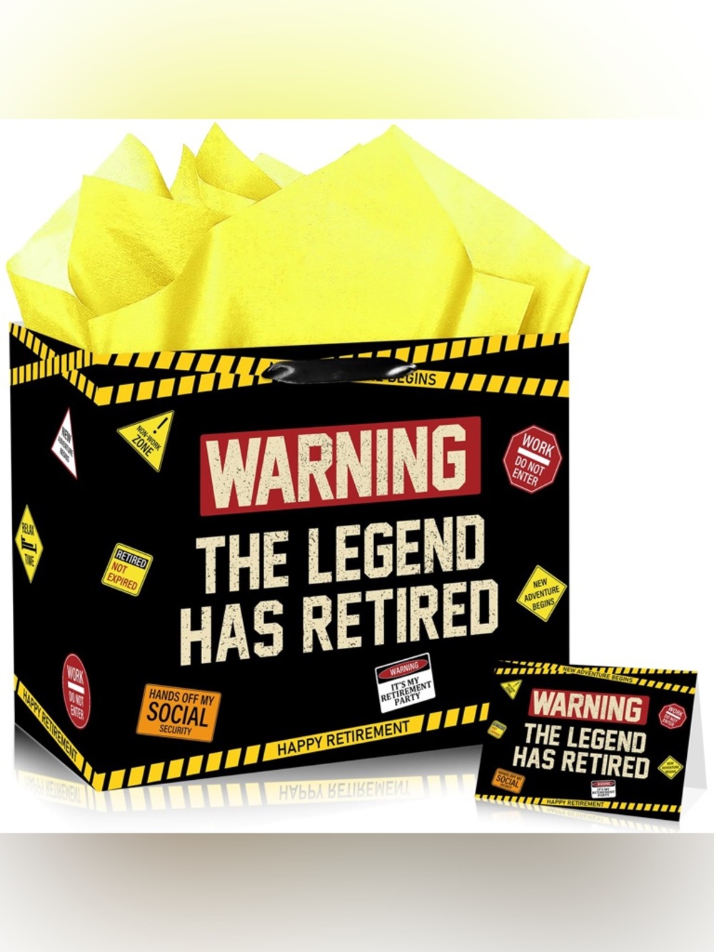 Happy Retirement Large Gift Bags with Tissue Paper and Card